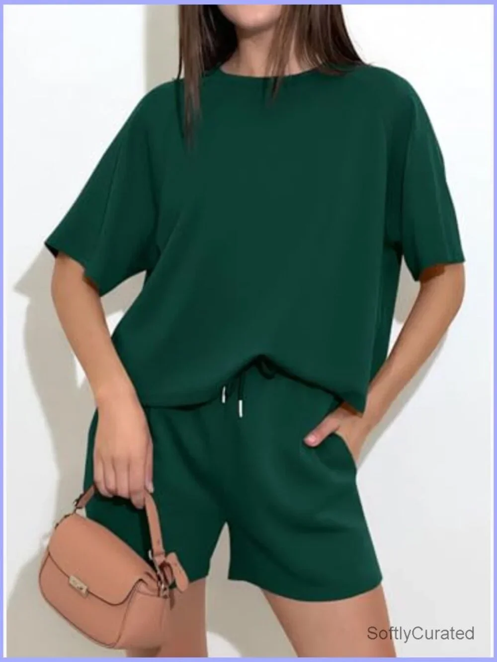 2 Piece Lounge Set Short Sleeve Top Shorts Matching Outfit